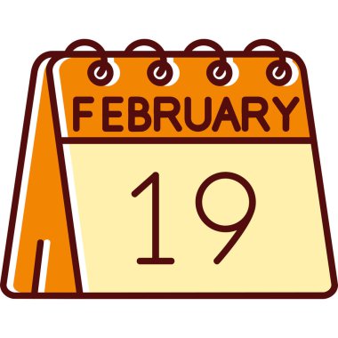 16 Şubat takvim simgesi, düz tasarım