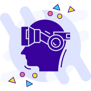 sanal gerçeklik kulaklık simgesine sahip baş, özet biçimi