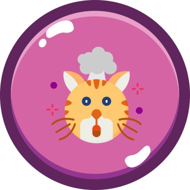 kedi yassı simgesi, vektör illüstrasyonu