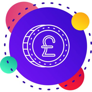 Beyaz arkaplanda izole edilmiş para simgesi olan renk sikkesi. Para birimi işareti. Para sembolü. Değişken rastgele dinamik şekiller. vektör illüstrasyonu