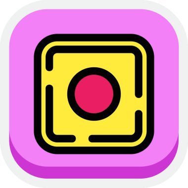 Moda düz stil izole edilmiş arka plan vektör illüstrasyonunda kamera deklanşör simgesi