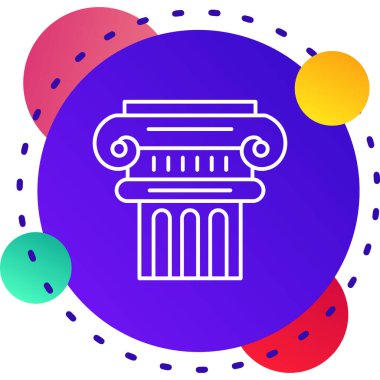 Beyaz arkaplanda izole edilmiş renkli Yunan sütun simgesi. Yunan sütununda. Değişken rastgele dinamik şekiller. vektör illüstrasyonu