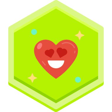 Aşkta Düz Çokgen düğmesi, basit vektör çizimi