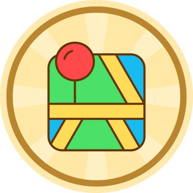 Çizgi film ve renkli simgenin vektör çizimi