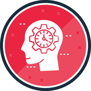 Zaman yönetimi simgesi. vektör biçimi düz sembollerdir, yuvarlak ikonik sembol, yumuşak mavi renk, beyaz arkaplan.