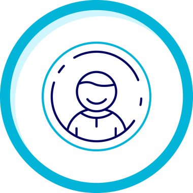 Yuvarlak Avatar ikonu olan adam. satır biçimi, vektör illüstrasyonu