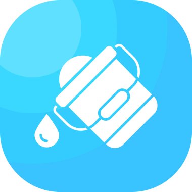 Beyaz çizgi su, uzun gölgeli izole bir ikon olabilir. Mavi kare düğme. vektör illüstrasyonu