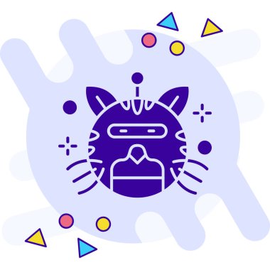 Siyah çizgi kedi simgesi beyaz arkaplanda izole edildi. Rastgele dinamik şekiller. Vektör