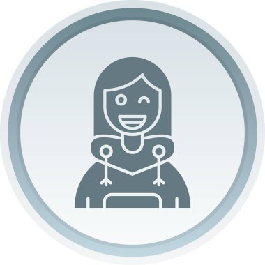 Çember ikonunda yüzü olan kadın, düz tasarım çizimi