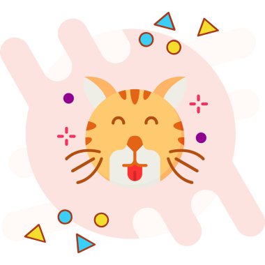 Dili ve gözleri olan kedi. vektör illüstrasyonu.