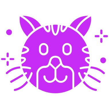 Mutlu ve gülümseyen gözleri ve gözleri olan bir kedi. Sevimli komik kedi ikonu. Komik emoji. vektör illüstrasyonu