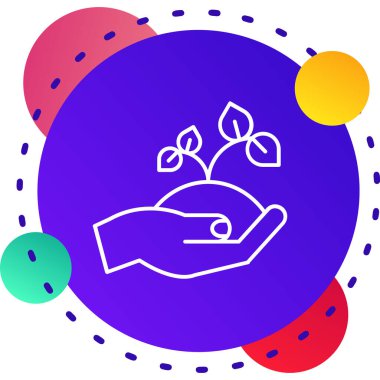 Beyaz arka planda izole edilmiş özel bitki simgesinin tohumlarını tutan renk çizgisi. Değişken rastgele dinamik şekiller. vektör.