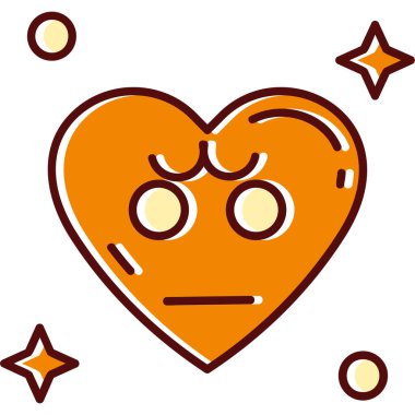 Yüzü olan bir kalp ve gülümseyen beyaz bir arka planda hüzünlü bir ifade.