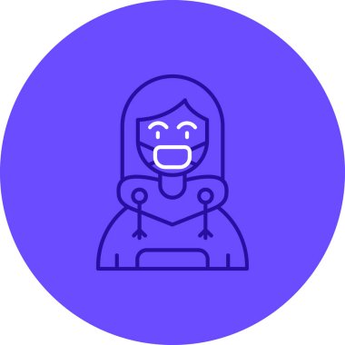 Gülümseyen bir kız avatarı, maske takıyor.