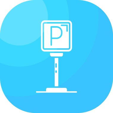 Beyaz arkaplanda izole edilmiş düz stil park işareti simgesi.