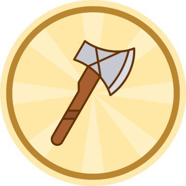 Düz biçimli balta simgesi beyaz arkaplanda izole edildi. Ortaçağ ve ortaçağ vektör stok çizimi.