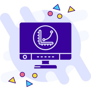 Moda düz biçimli izole edilmiş bir resim simgesine sahip dizüstü bilgisayar