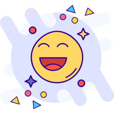 Düz stil güneş ikonu ile mutlu yüz