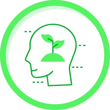 Beyaz arkaplanda yaprak simgesi olan yeşil ve mavi başlı. Çevre burcu. Doğal ekolojik ürün sembolü. vektör illüstrasyonu