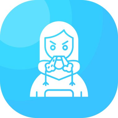 Maskeli bir kadın ve virüslü mavi bir maske