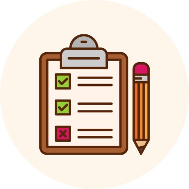 Kontrol listesi vektör düz renk simgesi