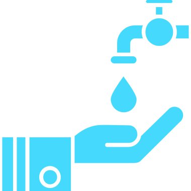 Musluk suyu vektör simgesi. İllüstrasyon düz ikonik semboldür, beyaz arkaplanda mavi renk sembolü.