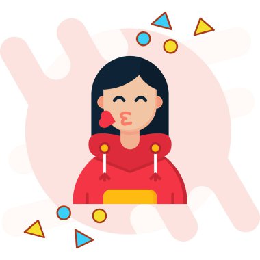 Kışın giyinen ve beyaz arka planda kar taneleri olan bir kız.