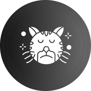 Beyaz arka planda siyah kedi simgesi izole edildi. Çemberli hayvan işareti. vektör illüstrasyonu
