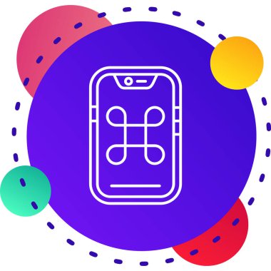 Beyaz arkaplanda izole edilmiş kulaklık simgesi olan akıllı telefon hattı. Renkli taslak konsepti. vektör