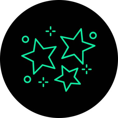 Yıldız Neon siyah çizgisi, basit vektör illüstrasyonu