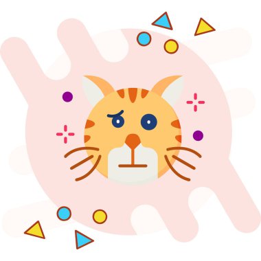 Yüzü olan bir kedi. Kedi suratlı kedi gibi. Düz bir kedi. Düz biçimdeki vektör illüstrasyonu.