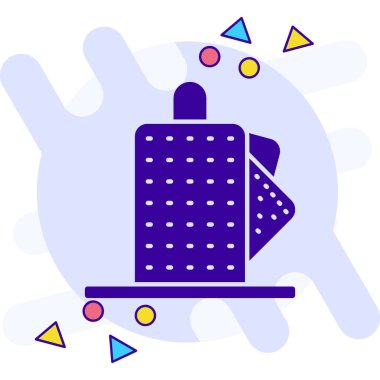 Renkli elektrik karıştırıcı simgesi beyaz arkaplanda izole edildi. Mutfak blenderi. Kademeli rastgele dinamik şekiller. Vektör İllüstrasyonu