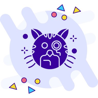 Renkli kedi ikonu, hayvan izi konsepti. Beyaz arka planda izole edilmiş. vektör illüstrasyonu