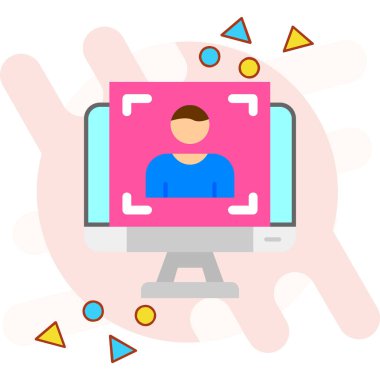 Video çağrı simgesi. Düz renk tasarımı. vektör illüstrasyonu.