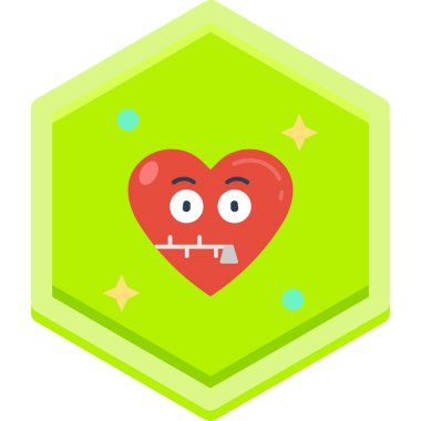 Yüzü olan bir kalp. Beyaz arkaplanda vektör düz simgesi.