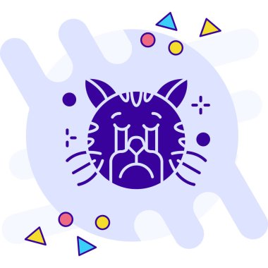 Siyah çizgi kedi simgesi beyaz arkaplanda izole edildi. Rastgele dinamik şekiller. Vektör