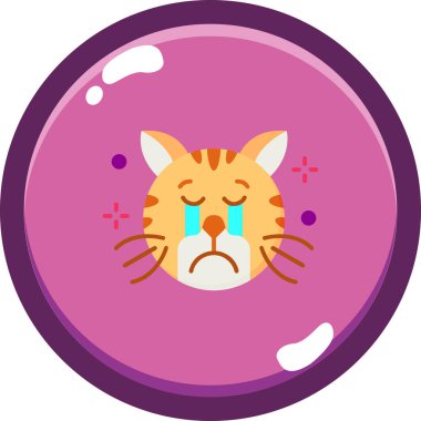 Üzgün yüzlü kedi, çizim, beyaz arka planda vektör.