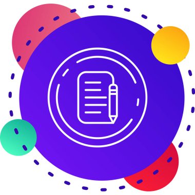 Beyaz arkaplanda silgi simgesine sahip renk çizgisi kalemi. Eğitici ve eğitici araçlar. Okul ofisi sembolü. Gradyan dairesel dinamik şekiller. vektör