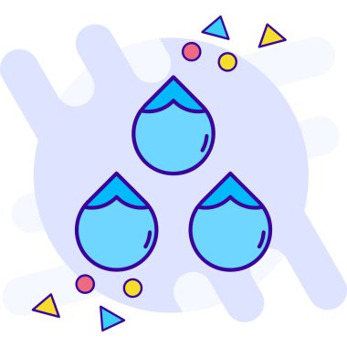 Beyaz arkaplanda izole edilmiş yağmur ikonu olan bir gökkuşağı çizgisi. Yağmur bulutu yağışı. Yağmur damlaları. vektör