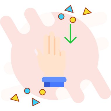 Parmakla işaret eden ellerle. Düz bir simgenin vektör illüstrasyonu