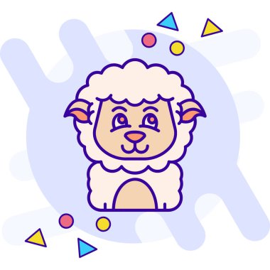 Şirin koyun kafası vektör ikonu. hayvan işareti.