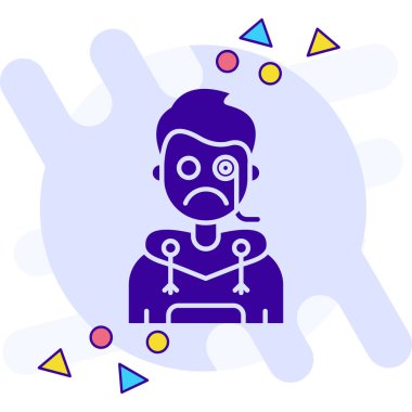 Maske ikonundaki renk çizgisi adamı beyaz arkaplanda izole edilmiş. Rastgele dinamik şekiller. vektör.