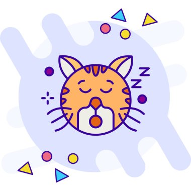 Kedi simgesi tasarım, renkli vektör çizim