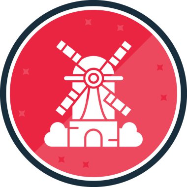 Bayrak renklerine sahip yel değirmeni düz simgesi