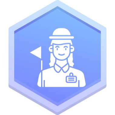 İşçi kadın simgesi doldurulmuş ometrik biçiminde