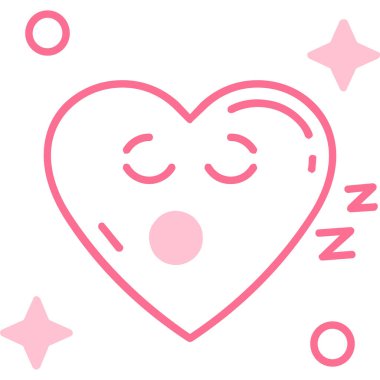 Pembe bir uyku maskesiyle uyuyan pembe bir kalbin vektör çizimi