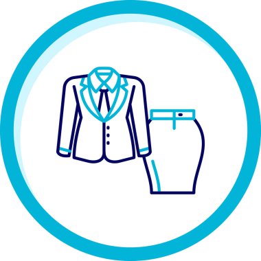 Mavi çizgi kravat simgesi beyaz arkaplanda izole edildi. Kravat ve kravat bezi. Mavi daire rastgele noktalar. vektör illüstrasyonu