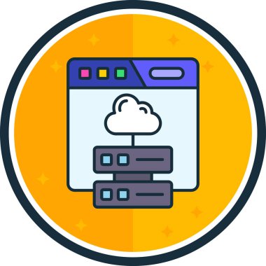 Bulut deposu. Web simgesi basit illüstrasyon