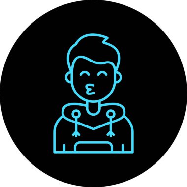 Yuvarlak ikonlu çocuk, taslak tarzı