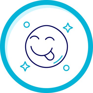 Mavi daire çizgisi ikon vektörüyle gülen surat. Gülen yüzün izole edilmiş hali. yüz işareti konsepti.